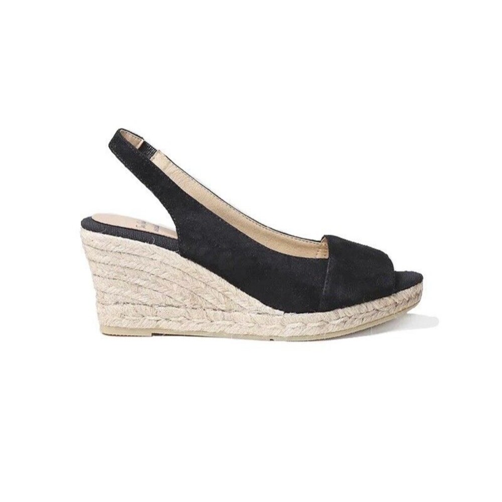 NEW Toni Pons Monza-A Womens Size 8 / 39 EU Black Open Wedge Espadrille Sandal